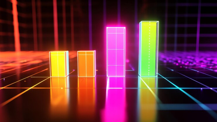 Foto gráficos y gráficos coloridos en fondo digital
