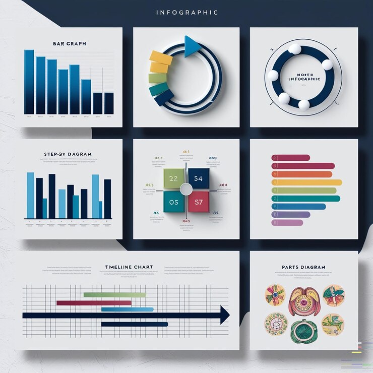 Gráficos y gráficos Estadística y datos iInfográfico concepto de negocio con diagrama de flujo pasos de gráfico partes línea de tiempo gráficos de infografía gráfico de flujo de trabajo