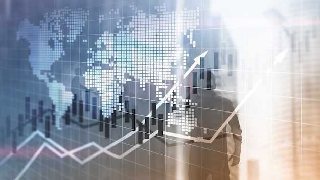 Gráficos del mercado de valores financieros Gráfico de velas ROI Retorno de la inversión Concepto de negocio