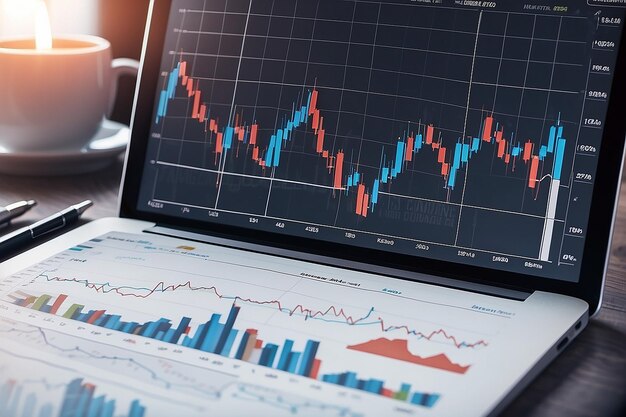 Gráficos del mercado de valores financieros Gráfico de velas ROI Retorno de la inversión Concepto de negocio