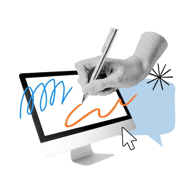 Grafikdesigner png hand kreatives Remix durchsichtiger Hintergrund