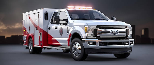 Grafiken und realistische Bilder des Typ 2 Ford F 350 Chevy 3500 und des Dodge 3500 Ambulance