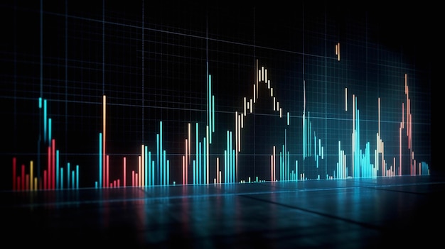 Grafique la criptomoneda y el holograma futuro del gráfico financiero del mercado de valores y el seguimiento de inversiones