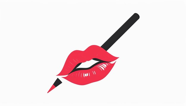 Grafisches Design Illustration Lip Liner Stroke Icon im modernen flachen Stil