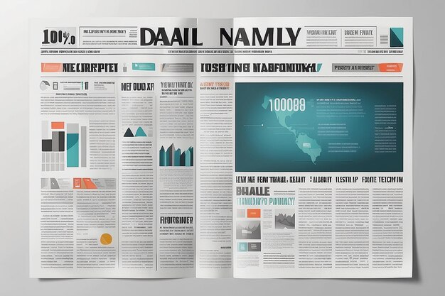 Foto grafisches design zeitungsvorlage mit hervorgehobenen zahlen und zeugnissen vektor-mockup einer leeren tageszeitung grafisches design zeitung vorlage