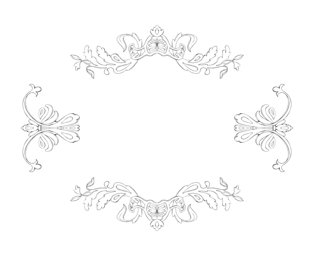 Grafisches Ornament, Rahmen, Postkartendekoration, Skizze, Rasterdarstellung, Isoliert