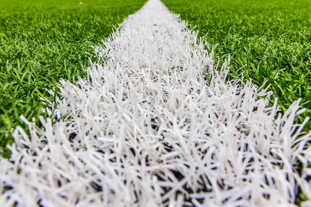 Grama artificial com listra branca, estádio de futebol