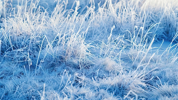 Grama em paisagens sazonais de geada e neve