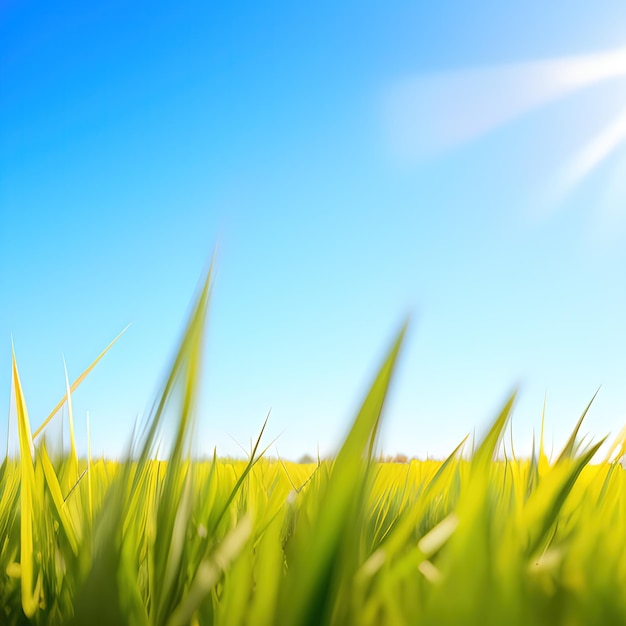 Grama verde e céu azul generativo ai