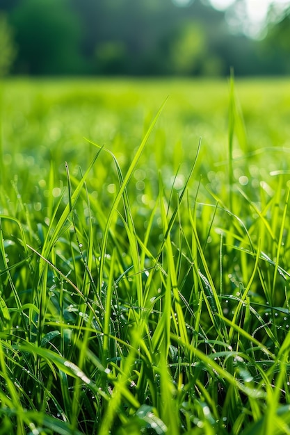 Foto grama verde espessa no prado ia generativa