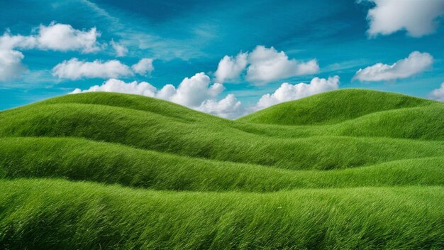 Grama verde Textura com fundo azul-céu e grama do solo com fundo isolado