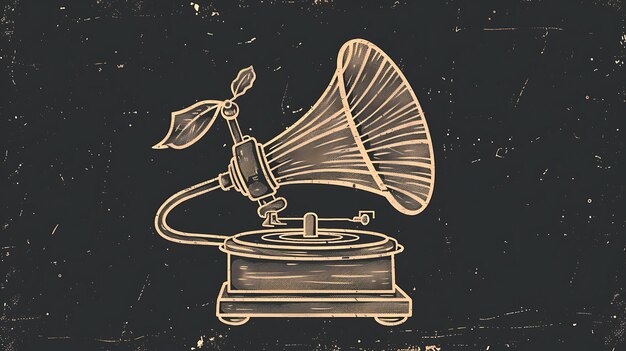Foto un gramófono vintage con una hoja en el brazo del tono el gramófono está tocando un disco la imagen tiene una sensación nostálgica retro