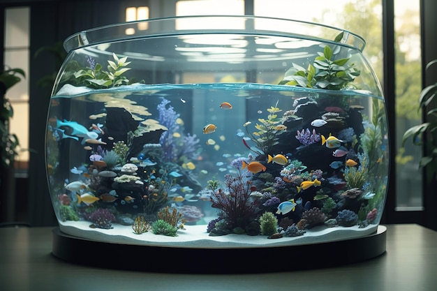 gran acuario de vidrio con peces