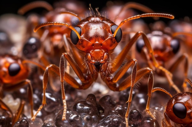 una gran araña con una gran cara roja se muestra en esta foto.