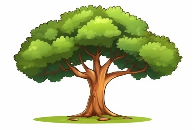 Gran árbol aislado dibujos animados ai generado