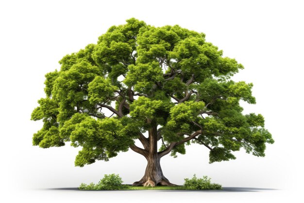 Gran árbol verde con hojas abundantes Un enorme árbol verde se erige alto con una profusión de hojas exuberantes que brotan de sus ramas El árbol domina el paisaje con su tamaño y follaje vibrante