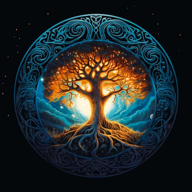El gran árbol de la vida que conecta los reinos terrenal y celestial ha sido generado