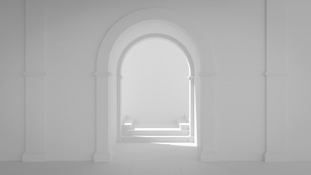 Un gran arco con escaleras de él Render 3d de fotos premium