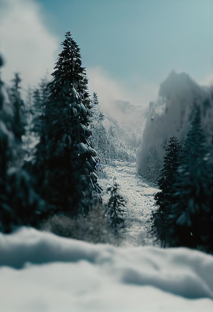 Gran avalancha bajando de la montaña destruyendo todo a su paso