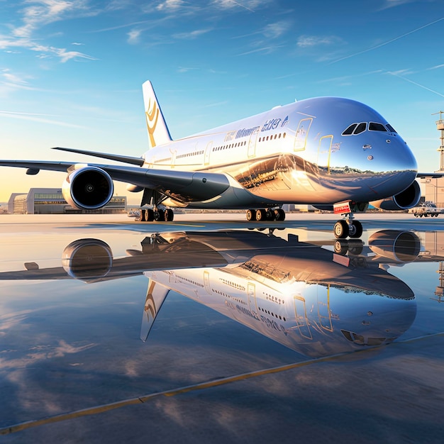 Un gran avión estacionado en el aeropuerto.