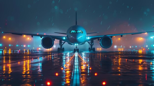 Un gran avión de pasajeros descansando en la pista del aeropuerto