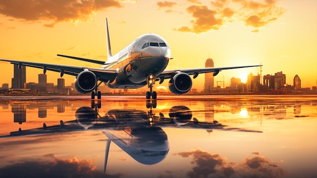 Un gran avión de pasajeros se eleva a través de las nubes