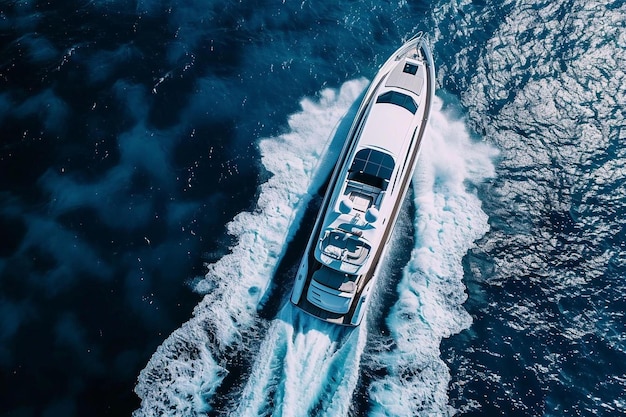 Foto un gran barco blanco viajando a través de un cuerpo de agua