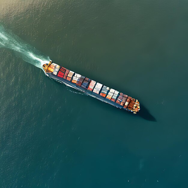 un gran barco de carga con carga en el lado está viajando a través del agua