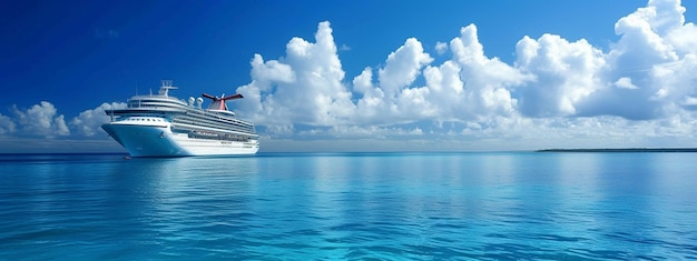 Foto un gran barco de pasajeros en el océano