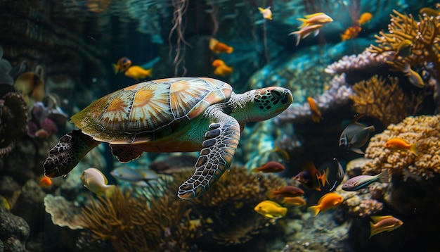 La Gran Barrera de Arrecife Peces y tortugas submarinas