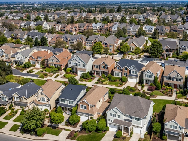 un gran barrio residencial con casas en el medio de la calle