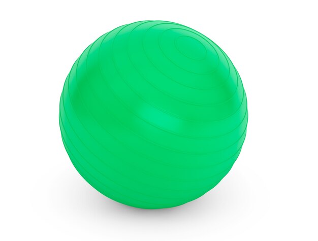 Gran bola verde para detalles de fitness sobre un fondo blanco.