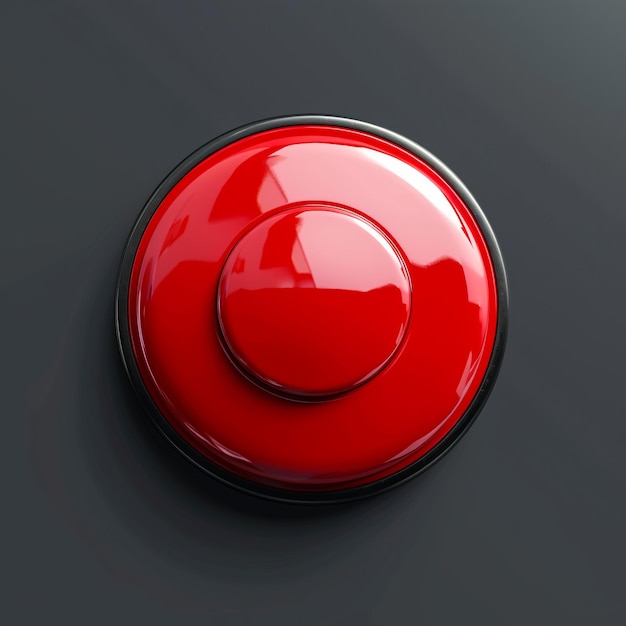 Foto gran botón rojo aislado sobre fondo blanco