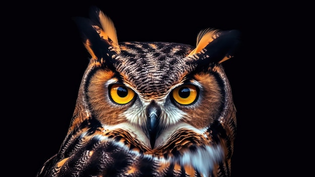 Foto el gran búho de cuernos de américa del sur bubo virginianus nacurutu pájaro nocturno