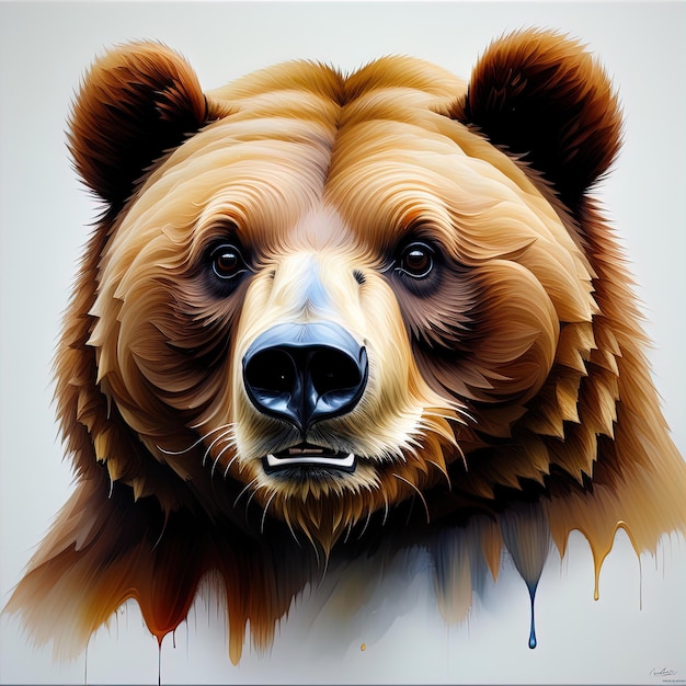 gran cabeza de oso pintura arte cabeza de oso con gotas de aceite gran cabeza de un oso en el agua gran cabeza de oso pai