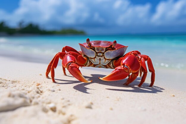 Foto gran cangrejo rojo en la costa