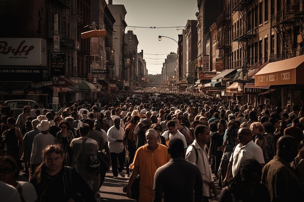 gran cantidad de personas en una calle concurrida en una ciudad concurrida