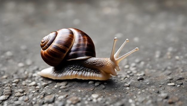 Foto un gran caracol lento haciendo su camino a través del hormigón