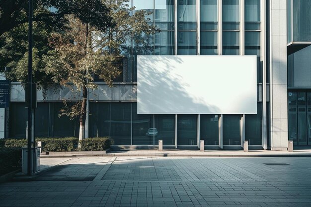 un gran cartel blanco al costado de un edificio