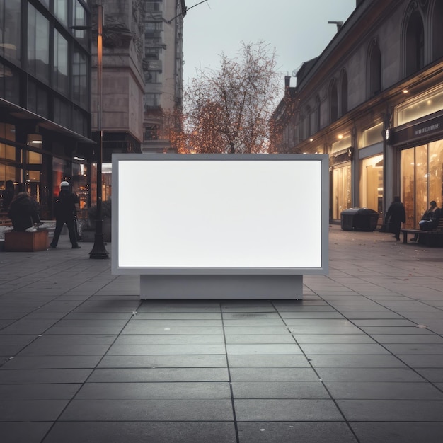 Un gran cartel blanco en blanco exhibido al aire libre