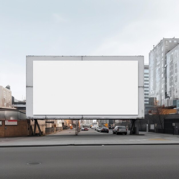 Un gran cartel blanco en blanco exhibido al aire libre