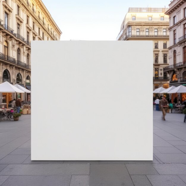 Un gran cartel blanco en blanco exhibido al aire libre