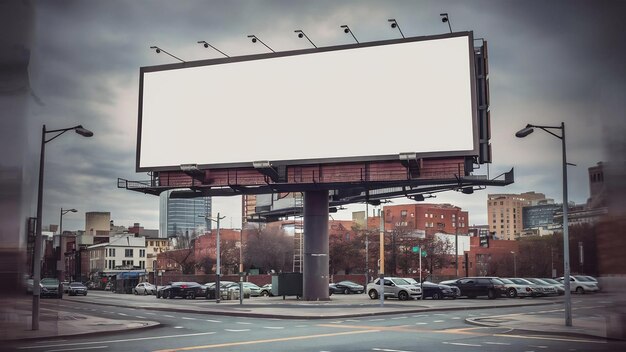 Foto gran cartel en el espacio publicitario vacío blanco de la calle