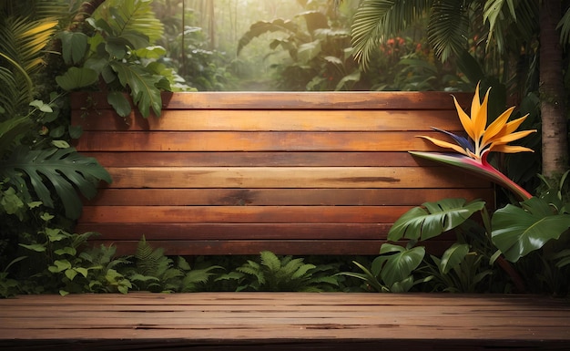 Foto un gran cartel de madera vacío con fondo de selva tropical