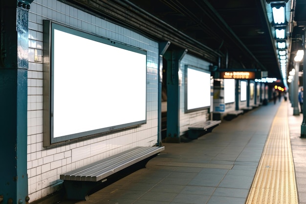 Gran cartel publicitario horizontal en una estación de metro.