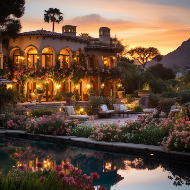 Gran casa de lujo con piscina y hermoso jardín