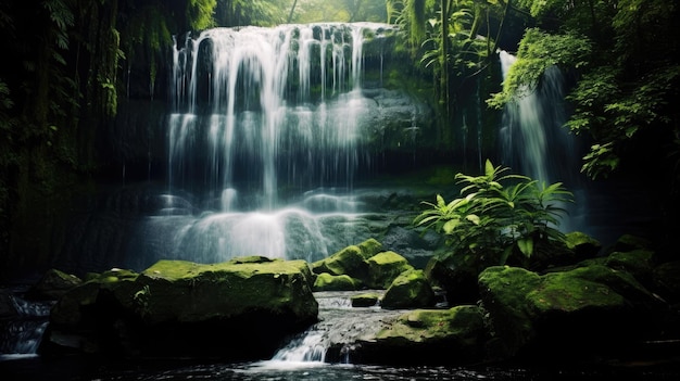 gran cascada en el bosque