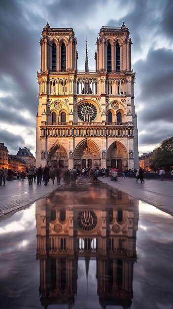 Foto una gran catedral con una torre del reloj en el medio