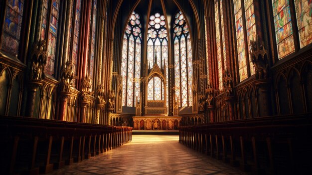 Una gran catedral con vidrieras y en