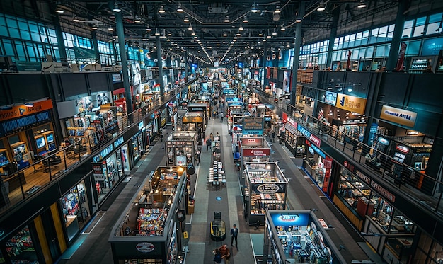 un gran centro comercial con muchos estantes llenos de artículos